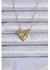 316L Çelik Zincir Altın Renk Zirkon Taşlı Mıknatıslı Kalp Kolye
