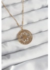 316L Çelik Zincir Gold Renk Lotus Model Kolye