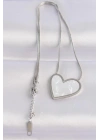 316L Çelik Zincir Gümüş Renk Mermer Desenli Kalp Kolye