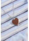 316L Çelik Zincir Gümüş Renk Mineli İçi Açılan Kalp Kolye