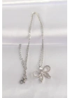 316L Çelik Zincir Gümüş Renk Zirkon Taşlı Fiyonk Kolye