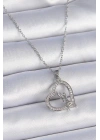 316L Çelik Zincir Gümüş Renk Zirkon Taşlı Kalp Model Melek Detay Kadın Kolye