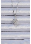 316L Çelik Zincir Gümüş Renk Zirkon Taşlı Kutup Yıldızı Kolye