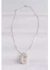 316L Çelik Zincirli Zirkon Taşlı C Harfli Silver Renk Bubble Kolye