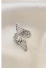 Ayarlamalı Silver Renk Metal Zirkon Taşlı Kanat Yüzük