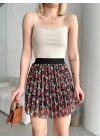 Baskılı astarlı mini etek