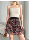 Baskılı astarlı mini etek