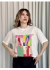 Baskılı Crop Kadın T-Shirt