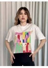 Baskılı Crop Kadın T-Shirt