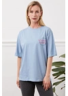 Baskılı tişört mavi