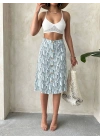 Desenli düğmeli etek s25800