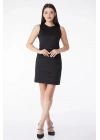 Düz Bisiklet Yaka Kadın Siyah Mini Elbise