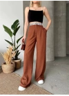 Flamlı kahve pantolon