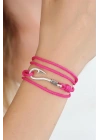 Fuşya Renk Gümüş Metal Kancalı Bayan Çoklu Bileklik