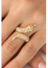 Gold Renk Ayarlanabilir Zirkon Taşlı Kadın Yılan Yüzük