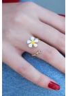 Gold Renk Papatya Model Zirkon Taş Detay Kadın Yüzük