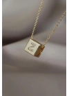 Gold Renkli Küp Model Zirkon Taşlı Z Harfli Kolye