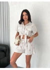 Gömlek şort keten takım s1052-1056
