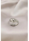 Gümüş Renkli Metal Kaplan Model Zirkon Taşlı Kadın Yüzük