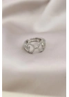 Gümüş Renkli Metal Zirkon Taşlı Kadın Yüzük