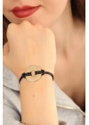 HOPE (Umutlu) Siyah Deri İpli Unisex Mood Bileklik
