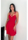 İnce çift askılı mini elbise