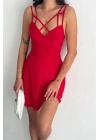 İnce çift askılı mini elbise
