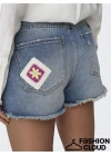 İşlemeli Denim Kadın Şort