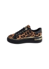 K732510 Yüksek Taban Leopar Desenli Kadın Sneaker Siyah Leopar