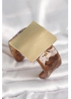 Kahverengi Mermer Desen Akrilik Plastik Gold Kare Plaka Model Vintage Kadın Bilezik