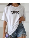 Kaplan nakış işlemeli Oversize Kadın T-Shirt