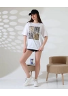 Karma Desenli Oversize Kadın T-Shirt