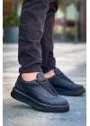 Kb-005 Kuback Siyah Cilt Siyah Taban  Bağcıklı  Günlük Erkek  Ayakkabı