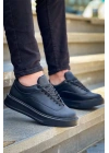 Kb-005 Kuback Siyah Cilt Siyah Taban  Bağcıklı  Günlük Erkek  Ayakkabı
