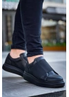 Kb-040  Kuback  Siyah Cilt Siyah Yüksek Taban Lastikli Günlük Erkek Ayakkabı