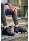 Kb-056 Kuback Siyah Cilt Siyah Yüksek Taban Günlük Spor Ayakkabı