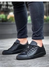 Kb-122  Kuback Siyah Cilt Siyah Yüksek Taban Bağcıklı Günlük Erkek Ayakkabı