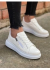 Kb-309  Kuback Beyaz Fermuar Ve Bağcıklı  Günlük Erkek  Ayakkabı
