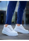 KB-X10 Kuback Beyaz Cilt  Beyaz Yüksek Taban Günlük Spor Ayakkabı