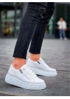 KB-X155 Kuback Beyaz Cilt Detaylı Beyaz Yüksek Taban Günlük Spor Ayakkabı