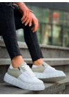 KB-X155 Kuback Beyaz Cilt Gri Süet Detaylı Beyaz Yüksek Taban Günlük Spor Ayakkabı