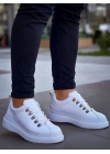 Kb-X4  Kuback Beyaz Cilt Yüksek Taban Bağcıklı Günlük Erkek Ayakkabı