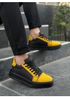 KB-X46 Kuback Siyah Sarı Yüksek Siyah Taban Günlük Spor Ayakkabı