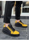 KB-X46 Kuback Siyah Sarı Yüksek Siyah Taban Günlük Spor Ayakkabı