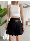 Kemerli pikseli şort etek
