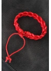 Kırmızı Örgü Deri Erkek Bileklik