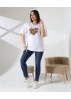 Leopar kalp Baskılı Kadın T-Shirt