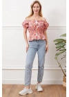 Madonna yaka çiçekli bluz