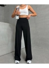 Önü Çımalı Pantolon Siyah
