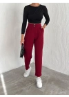 Örme Krep Pantolon Çift Düğmeli